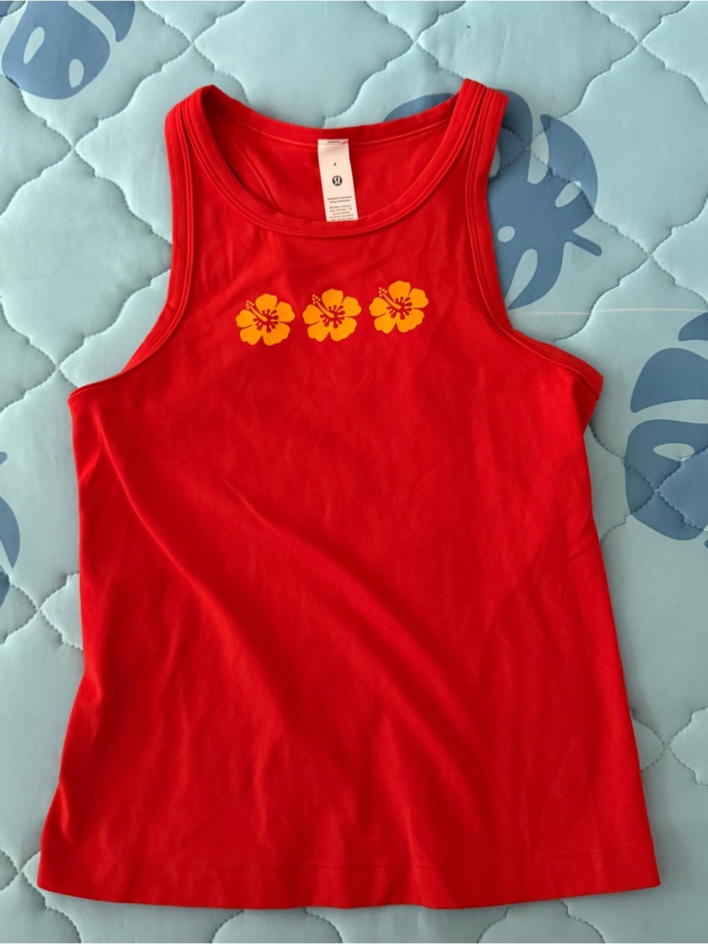 lululemon athletica Hawaii Red Tank with Yellow Hibiscus